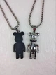 Парные кулоны Мишки в стиле Bearbrick черный+серебристый на цепочках - изображение 1