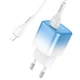 Сетевое зарядное устройство Hoco C101A Single Port PD20W + кабель Type-C to Lightning - Ice Blue - изображение 3