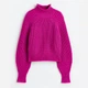 В'язаний светр зимовий оверсайз жіночий H&M 060990911_fuchsia M Фуксія (6666000258564) - зображення 7