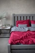 Комплект постільної білизни Satin Stripe Burgundy + Gray 100% бавовна 215х150 см 70х70 см полуторний - зображення 1