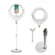 Лампа кільцева LED F-539A 26 cm 10" 96 pcs 3300K - 6000К+ holder + remote + tripod stand чорний Без бренду (770488) - зображення 4