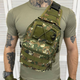 Нагрудная Сумка Cordura 1000D с системой Molle / Вместительный однолямный Рюкзак зеленый пиксель размер - изображение 1