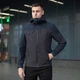 Демисезонная мужская Куртка с капюшоном Pobedov Korol’ Lev SoftShell на флисе синяя размер XXL - изображение 1