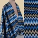 Ткань плащевая GERRY WEBER стрейч водоотталкивающая, синие, бежевые зигзаги на черном фоне, ш.148 (18902.006) - изображение 1