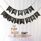 Гірлянда паперова з прапорців чорна Happy Birthday із золотими літерами довжина 2м - зображення 2