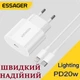 Швидка зарядка 20W для Apple iPhone iPad Samsung type-C + кабель Power Adapter зарядний пристрій Essager PD - зображення 2
