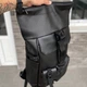 Рюкзак для города и путешествий Роллтоп черная экокожа Travel Bag black - изображение 9
