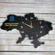 Часы настенные в форме карты Украины, часы карта Украины, часы патриотические HWD (A0581) - изображение 1