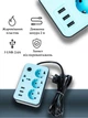 Мережевий фільтр подовжувач з кнопкою на 4 розетки + 3USB ASK Бірюзовий (87060unk) - зображення 1