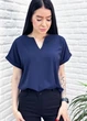 Женская летняя блузка Fashion с вырезом и коротким рукавом 46/48 темно-синий - изображение 1