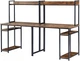 Дизайнерский Письменный компьютерный стол с полками Loft Design 240x60x160h Черный/Дерево ATL722 - изображение 11