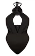 Боди однотонный с цветком спереди PrettyLittleThing Черный 11021 XL (48) - изображение 5