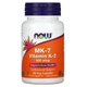 Витамин К2, МК-7 Vitamin K-2, Now Foods, 100 мкг, 60 капсул, (NOW-00992) - изображение 1