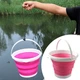 Складное силиконовое ведро Collapsible Bucket на 5л с ручкой, Розовый - изображение 6