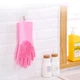 Силіконові рукавички для миття посуду Super Gloves з силіконовими ворсинками Рожевий FD-45 - зображення 2
