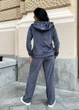 Велюровый спортивный костюм на молнии с капюшоном Q4139-1 L-XL (50-52) Серый - изображение 2
