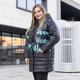 Куртка женская большого размера зимняя UF-Fashion Алина-окс 54 черный+бирюзовый - изображение 2