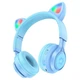 Дитячі бездротові навушники Hoco W39 "Котячі вушка" kids RGB підсвітка Блакитний - зображення 1
