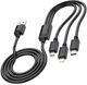 Кабель для заряджання телефону 3 в 1 Micro USB+Type-C+Lightning 3 in 1 Hoco Original Series 1M 2A для iOS/Android/Samsung/iPhone/Xiaomi/Huawei/Meizu. Black - зображення 1