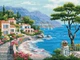 Алмазная мозаика на подрамнике ColorArt 30х40 Город на берегу моря STP455 + Подарок лак для покрытия - изображение 2
