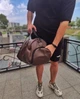 Спортивная сумка с отделением для обуви с зернистой экокожи Коричневого цвет Украинское производство 52*30*30 - изображение 3