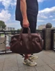 Спортивная сумка с отделением для обуви с зернистой экокожи Коричневого цвет Украинское производство 52*30*30 - изображение 4