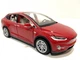 Машинка Автопром Tesla Model X 1:32 металлическая свет звук открываются двери Красная (6603) - изображение 1