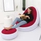 Надувний диван AIR SOFA Надувне велюрове крісло з пуфом Червоний - зображення 1