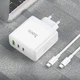 Мережеве зарядне (ЗЗП) Hoco N30 Glory PD65W (2Type-C/1USB) + Type-C to Type-C Білий - зображення 7