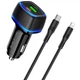 Автомобільний зарядний пристрій Borofone BZ14A PD20W+QC3.0 (1Type-C/1USB/3A) + Type-C to Lightning Чорний - зображення 1