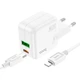 Сетевое зарядное устройство Hoco C111A PD 30W+QC3.0 Type-C to Lightning White - изображение 2