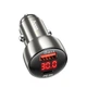Адаптер автомобильный HOCO Leader dual-port car charger with digital display Z50 |1USB/1Type-C, 48W/3A, PD/QC| metal-grey - изображение 2