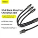 Кабель 3-в-1 Baseus Tungsten Gold One-for-three Fast Charging Data 3.5A 1.5m чорний (CAMLTWJ-01) - зображення 8