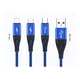 Кабель зарядки и синхронизации MicroUSB, Type-C, Lightning TOPK AN24 3 в 1 Blue - изображение 6