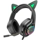 Ігрові навушники з вушками Hoco W107 Cute cat luminous cat ear gaming headphones Phantom Чорно-Зелений - изображение 1