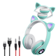 Наушники c кошачьими ушками CAT BL 4.2 c RGB подсветкой и MP3 плеером MicroSD, FM Зеленые - изображение 2