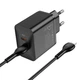 Сетевое зарядное устройство Hoco N35 2 Type-C PD 45W черное + кабель Type-C to Lightning - изображение 3