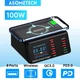 Док-станція Asometech 100W 9в1 Type-C/USB/Qi Wireless charger (black) - зображення 1