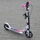 Самокат складний Scale Sports SS-12 ДИСКОВЕ гальмо з амортизатором LED-ліхтариком білий з рожевим двоколісний РЕМІНЬ в подарунок 7+ - зображення 4
