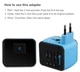 Універсальний адаптер X-Stone Travel Adapter ORIGINAL +2 USB 3.4A Перехідник для всіх типів розеток Blue - зображення 3