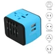 Універсальний адаптер X-Stone Travel Adapter ORIGINAL +2 USB 3.4A Перехідник для всіх типів розеток Blue - зображення 4