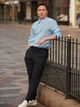 Рубашка Uniqlo PREMIUM LINEN розмір XS блакитна (448959) - зображення 1