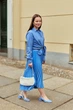 Спідниця Uniqlo SATIN PLEATED розмір S блакитна (456442) - изображение 8