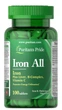 Залізо Puritans Pride Iron All Iron - 100 таблеток - зображення 1