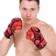 Перчатки гибридные для единоборств ММА кожаные RUSH UCF BO-0481 Цвет: Красный размер: XL - изображение 4