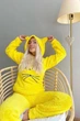 Піжама жіноча тепла махрова Pijamoni Meow (кофта з довгим рукавом + штани) XL жовта - зображення 4