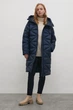 Длинная зимняя куртка стеганая Finn Flare FWB11075-101 синяя M - изображение 2