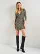 Платье на запах для беременных короткое летнее женское Stradivarius 6380/830/004 S Зеленое с черным (SZ06380830004022) - изображение 3