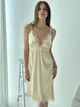 Нічна сорочка жіноча з атласу та мережива Felisiya Lingerie Золотистий 40-з L (2000000606019) - зображення 1