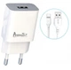 Мережевий зарядний пристрій Avantis A827 (1USB/2,4A) + Type-C cable- білий - зображення 1